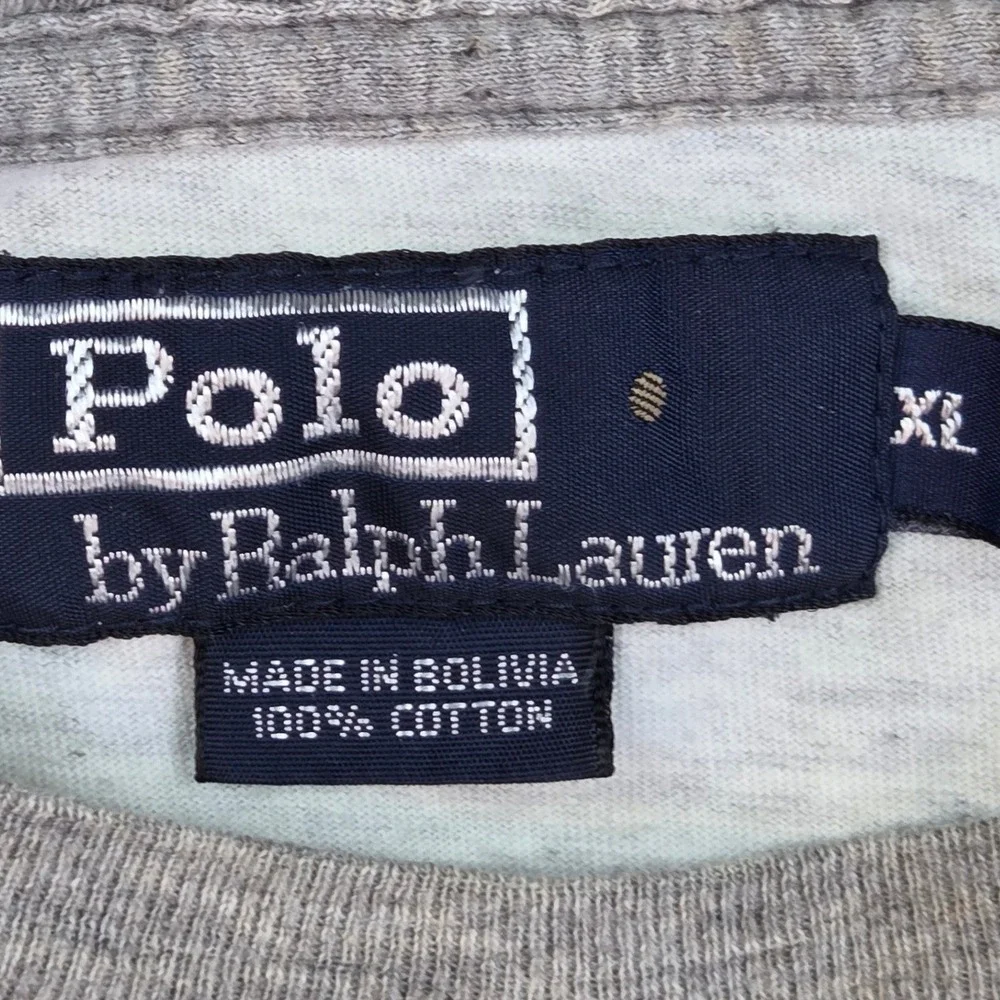 Polo Ralph Lauren T-Shirt Mens XL Ringer Crew Neck Pony Logo Oatmeal Heather Ctn